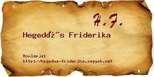 Hegedűs Friderika névjegykártya